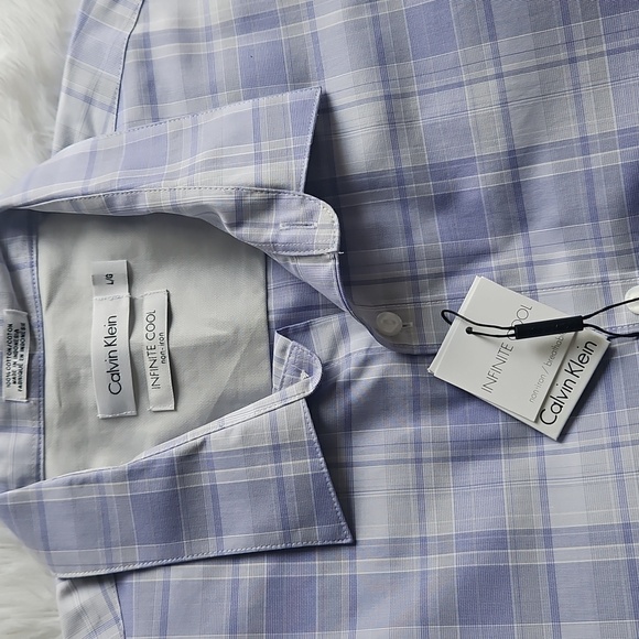 Calvin Klein Blue Dress Shirt with Point Collar - Picture 5 of 5